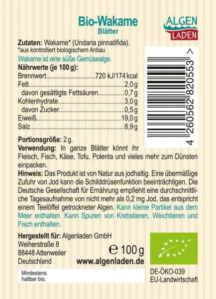 Bio Alge Wakame Blätter