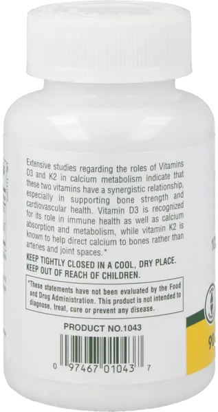 Vitamin D3 1000 IE + Vit. K2 100 mcg, 90 Kapseln