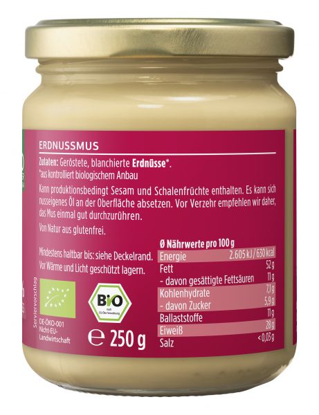 Bio Erdnussmus von Davert 100 % purer Genuss