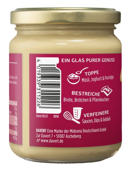 Bio Erdnussmus von Davert 100 % purer Genuss