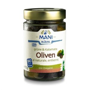 MANI Grne & Kalamata Oliven, naturale - entkernt, bio, roh